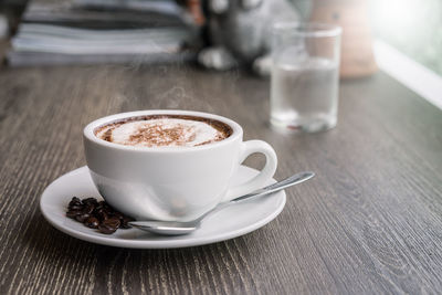 Close-up of coffee on table