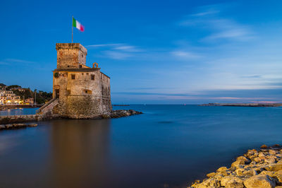 Ancient castle built on the bay of rapallo on the italian riviera