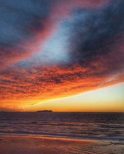 Scenic view of sea against cloudy sky