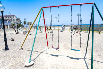 View of swing on playground