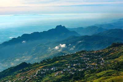 High angle view of landscape against sky