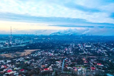 High angle view of townscape against sky