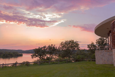 Scenic view of landscape against sky during sunset