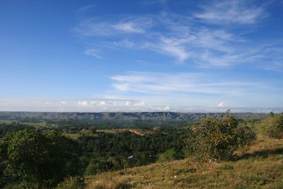 Scenic view of landscape against cloudy sky