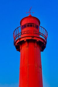 Low angle view of lighthouse against clear sky