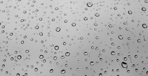 Full frame shot of wet glass window during rainy season