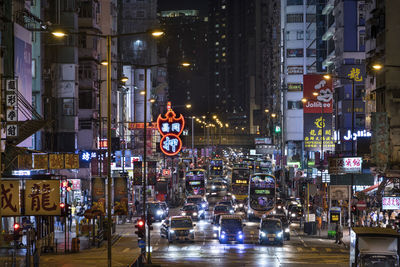 Traffic on city street at night