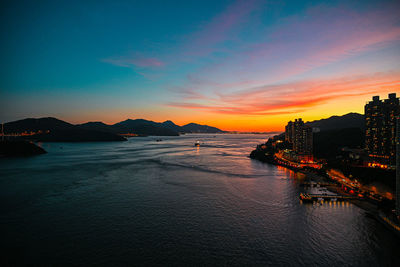 Scenic view of sea against sky at sunset