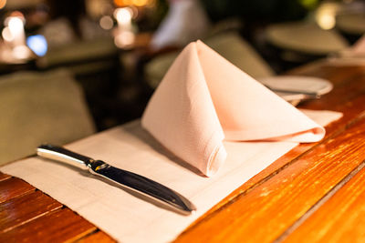 Close-up of book on table
