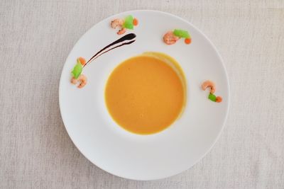 High angle view of eggs in bowl on table