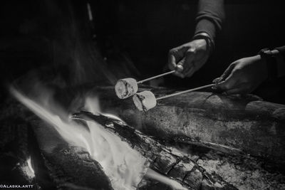 Midsection of person preparing food