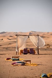 Scenic view of desert against clear sky