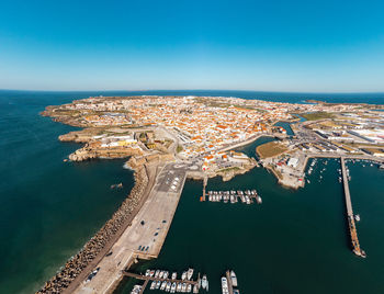 High angle view of peniche against sky 