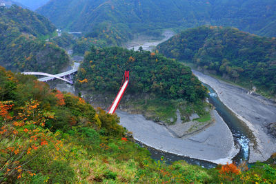 High angle view of road passing through mountain