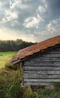 Wooden roof against sky