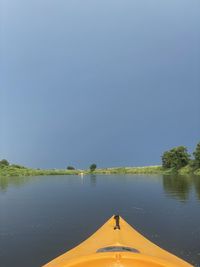 Scenic view of lake against clear sky