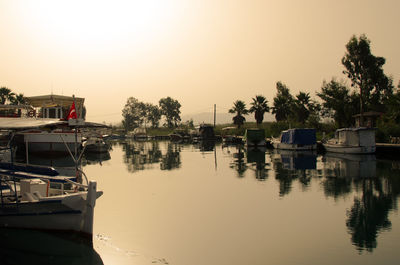 Scenic view of calm lake at sunset