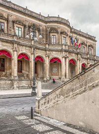 Exterior of old building in city