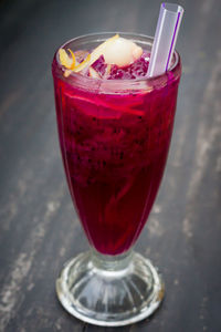 Close-up of drink in glass on table