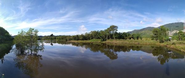 Scenic view of lake against sky