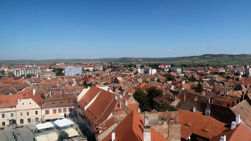 Panoramic view of sibiu. city landscape during a sunny day with clear sky