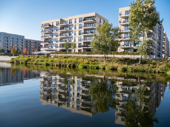 Reflection of buildings in city