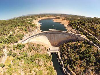 High angle view of a dam in pedrógão 