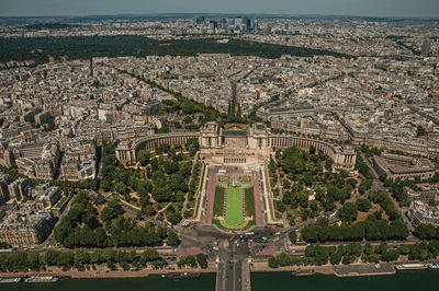 High angle view of buildings in city