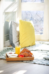 Breakfast on table at home