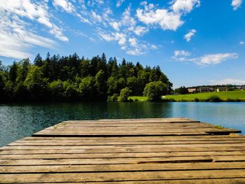 Scenic view of lake against sky