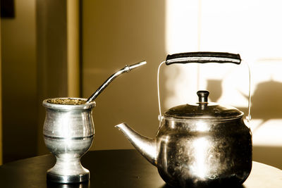 Close-up of teapot on table