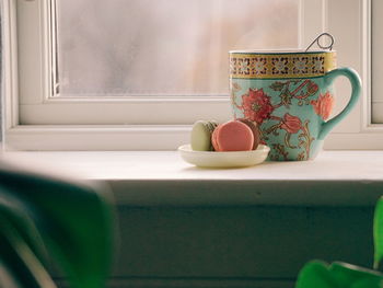 Breakfast on window sill at home