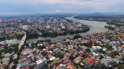 High angle view of city