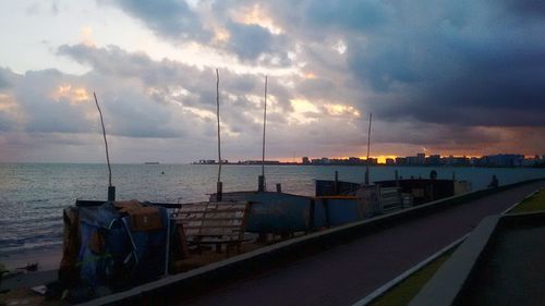 Panoramic view of sea against sky during sunset