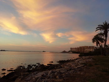 Scenic view of sea at sunset