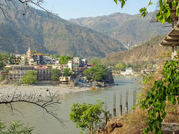 View on laxman jhula at the river ganga in india