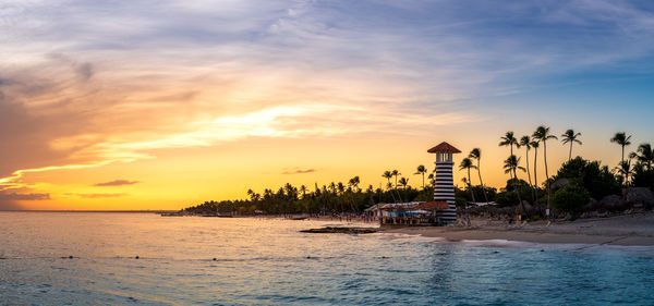 Scenic view of sea against sky during sunset