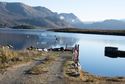 Jetty at fionn loch, remote scotland 