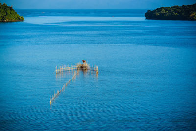 High angle view of people in sea