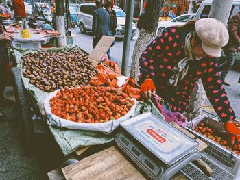 Various fruits for sale at market stall