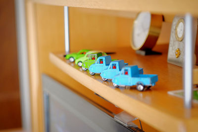 Close-up of toys on table