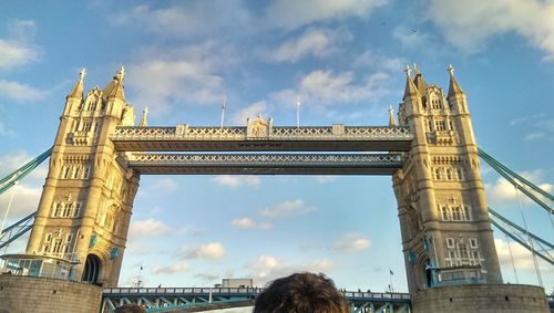 Low angle view of suspension bridge