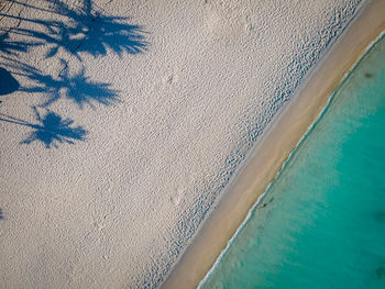 High angle view of sand on beach