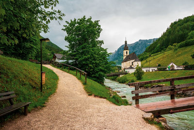View of the parish church of st. sebastian in ramsau in bavaria, germany.