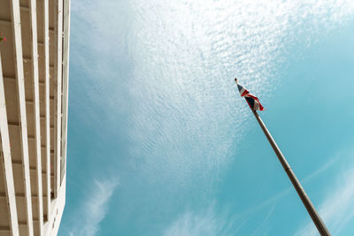 Low angle view of sailboat in lake against sky