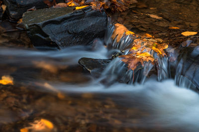 Close-up of stream flowing through rocks