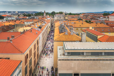 High angle view of townscape against sky