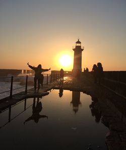 Scenic view of sea at sunset