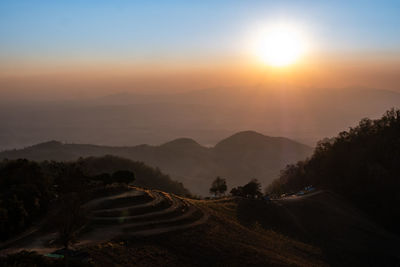 Scenic view of landscape against sky during sunset