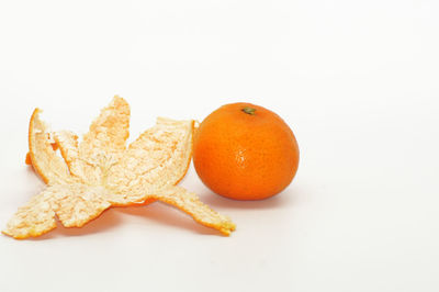 High angle view of orange on white background